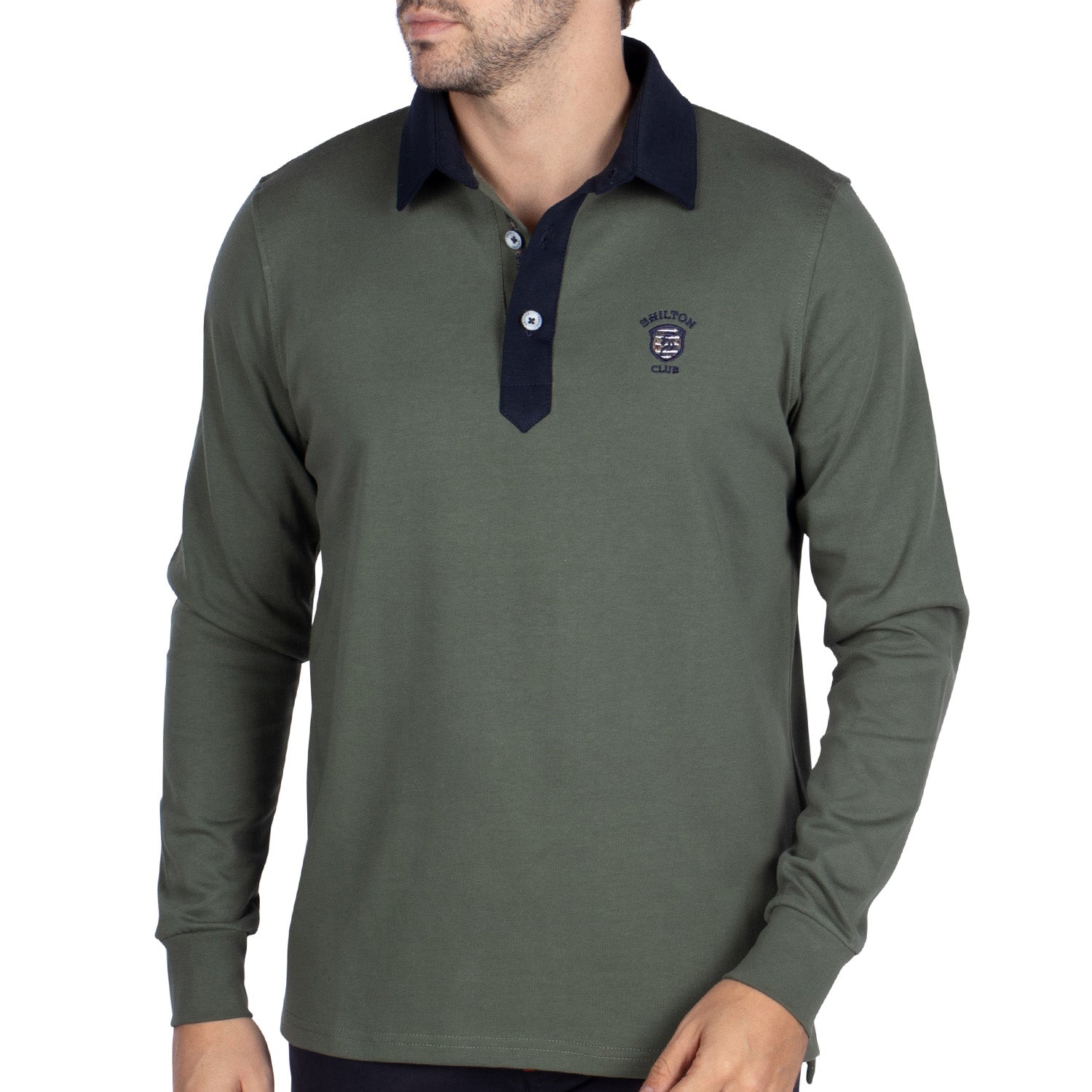 Basic floral polo shirt khaki - Shilton