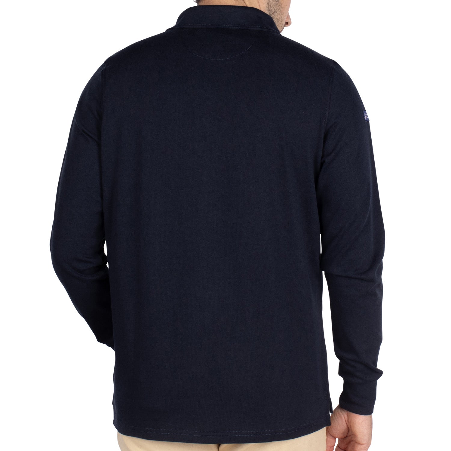 Basic navy polo shirt - back view - Shilton