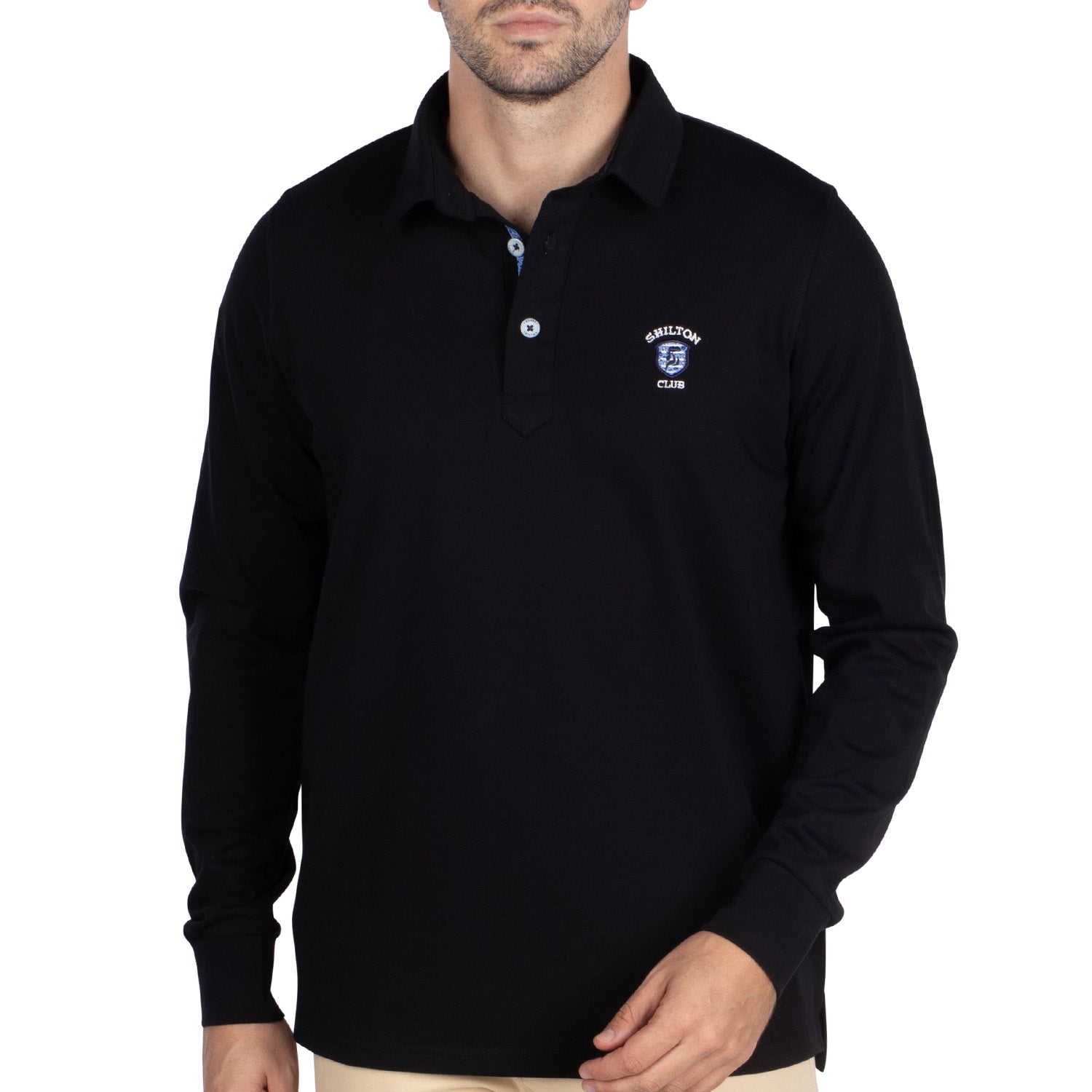 Basic black floral polo shirt - Shilton