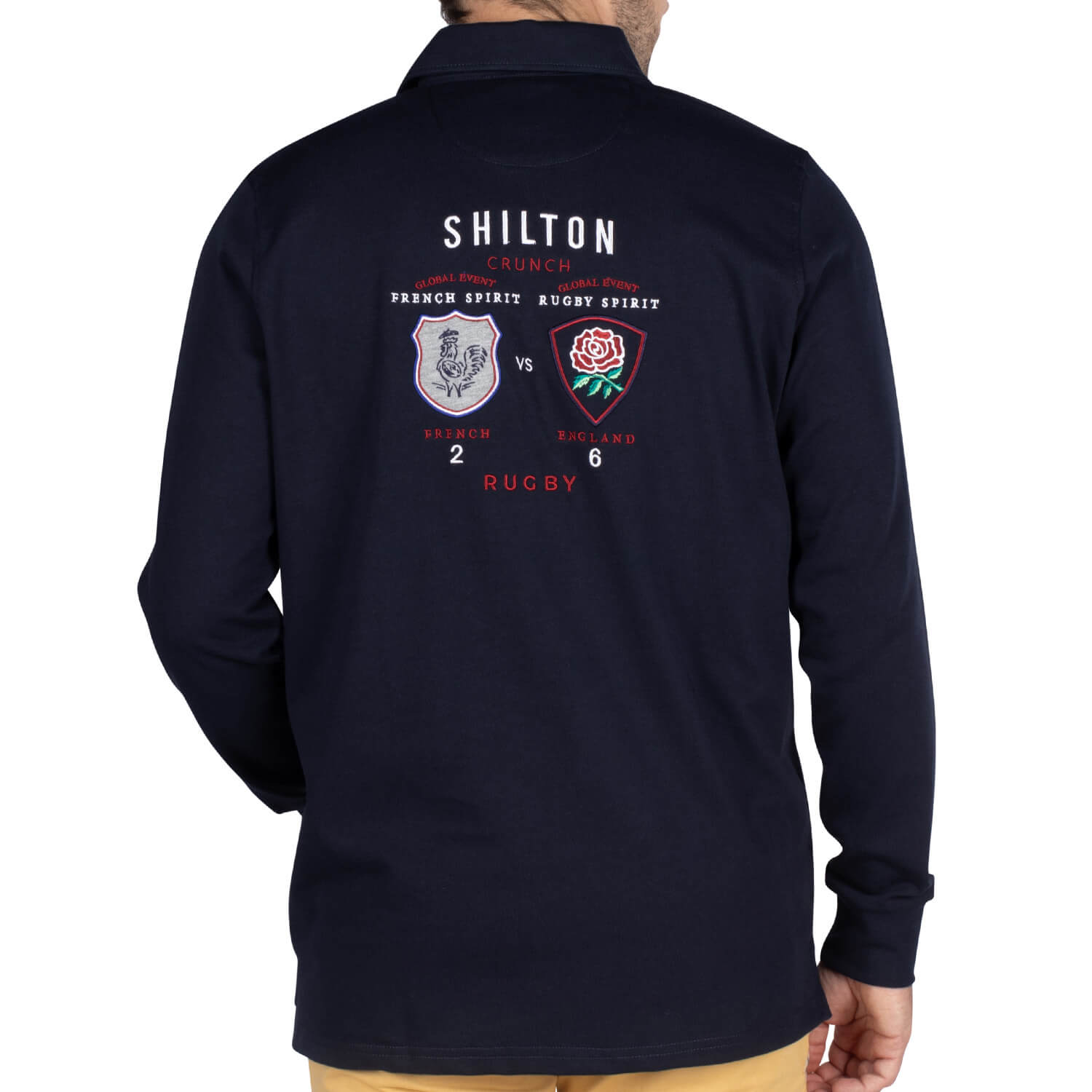 Rugby polo crunch Navy - back view - Shilton