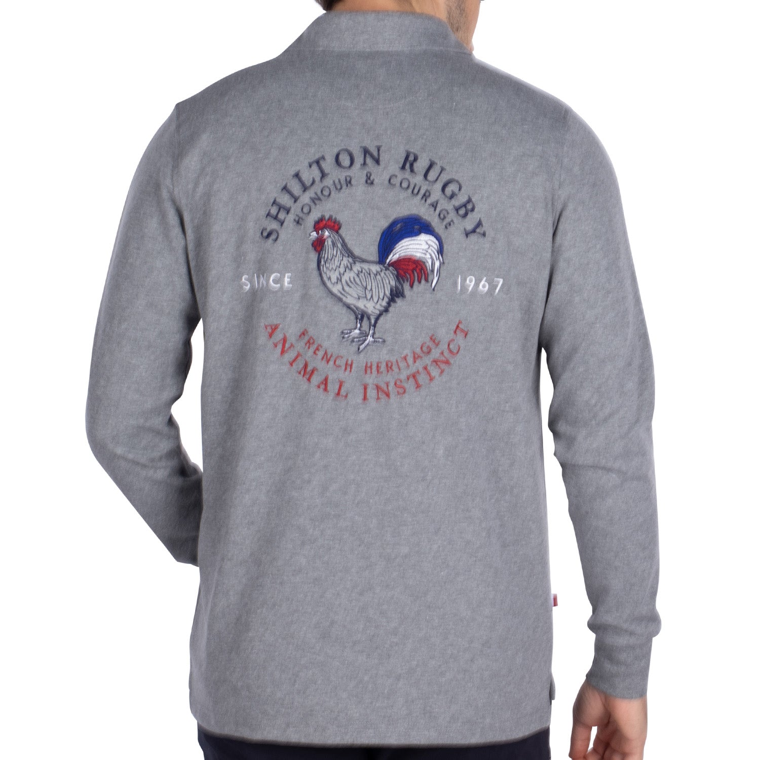 Heritage Rugby Polo Grey - back view - Shilton