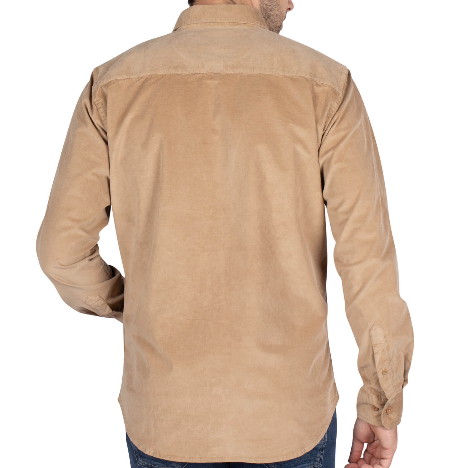Beige velvet rugby shirt - back view - Shilton