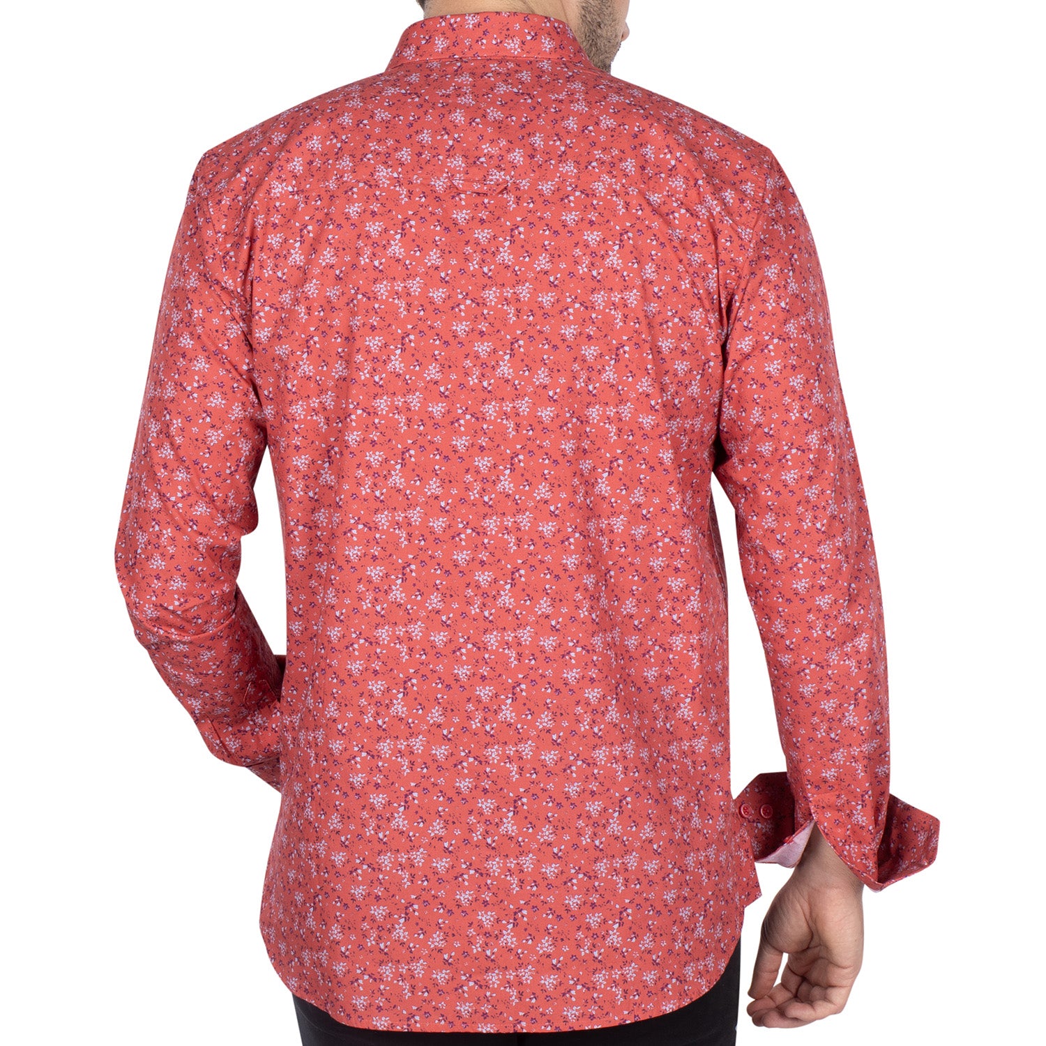Red printed shirt - back view - Shilton