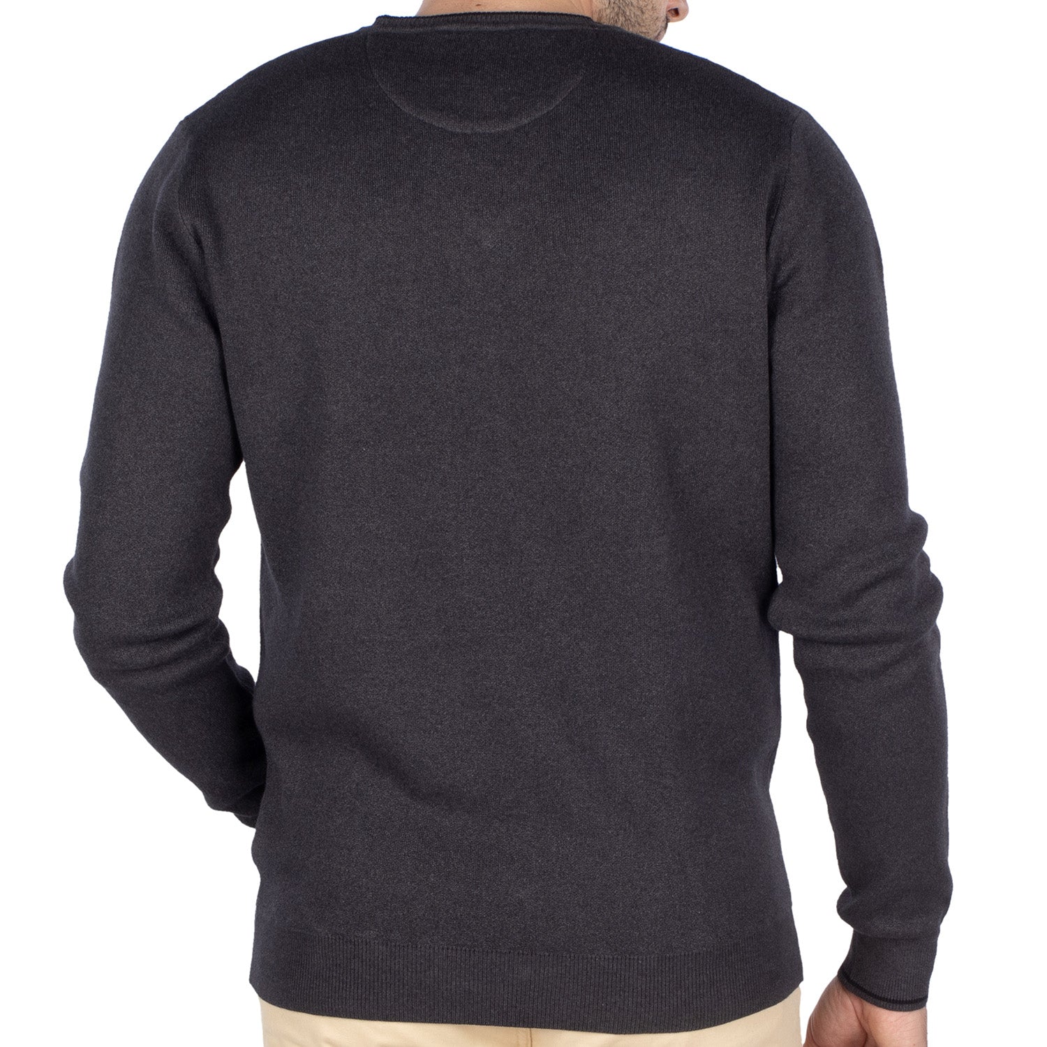 City v-neck sweater Anthracite Grey - back view - Shilton