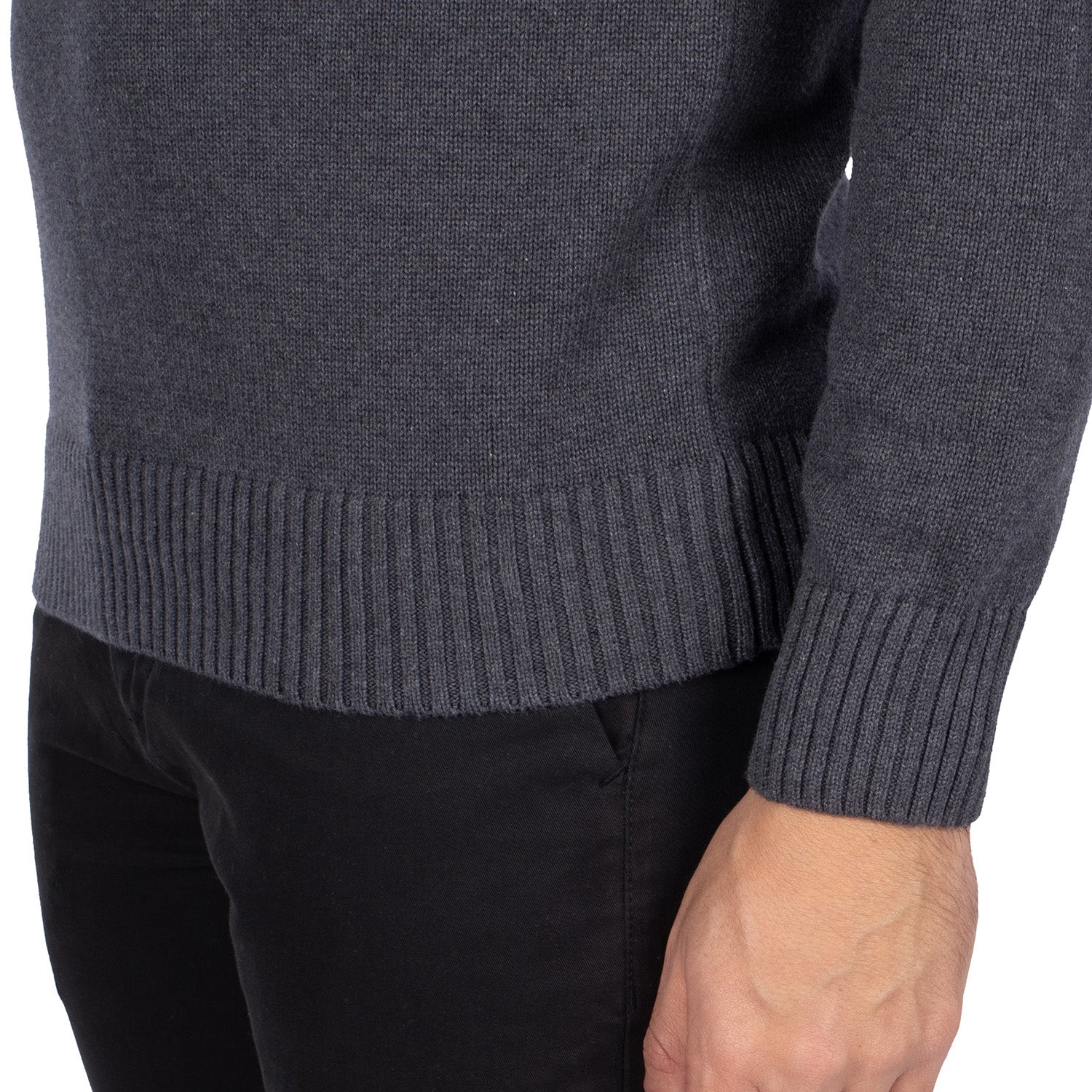 Three-tone round-neck sweater