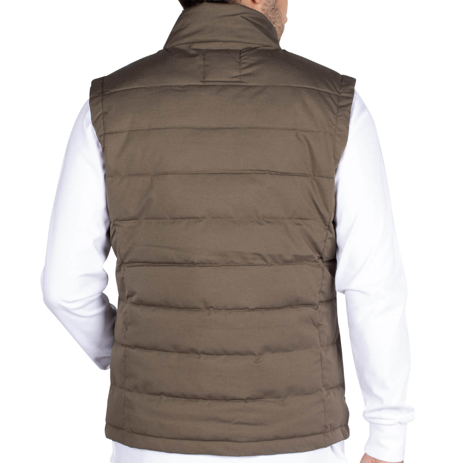 City Khaki Sleeveless Down Jacket - back view - Shilton