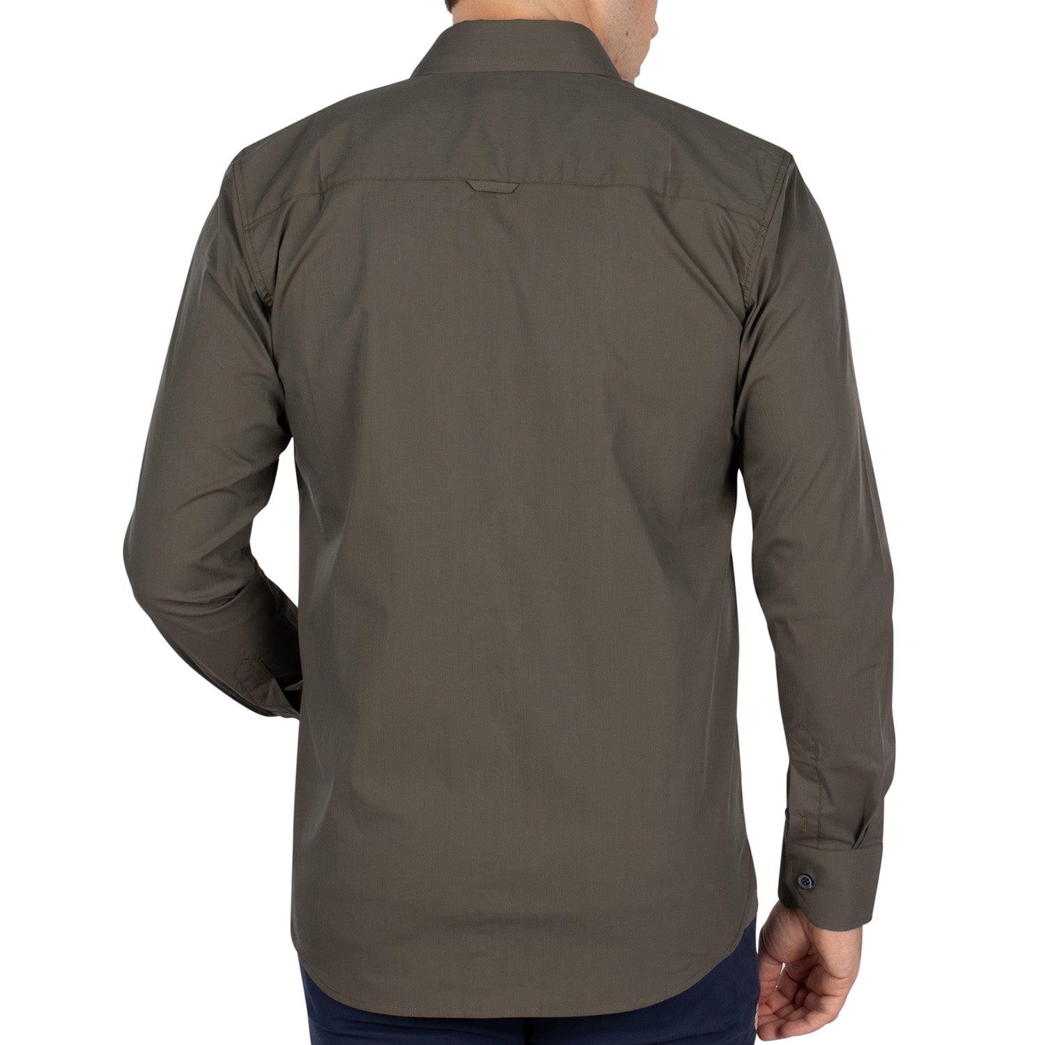 Plain Khaki Shirt - back view - Shilton