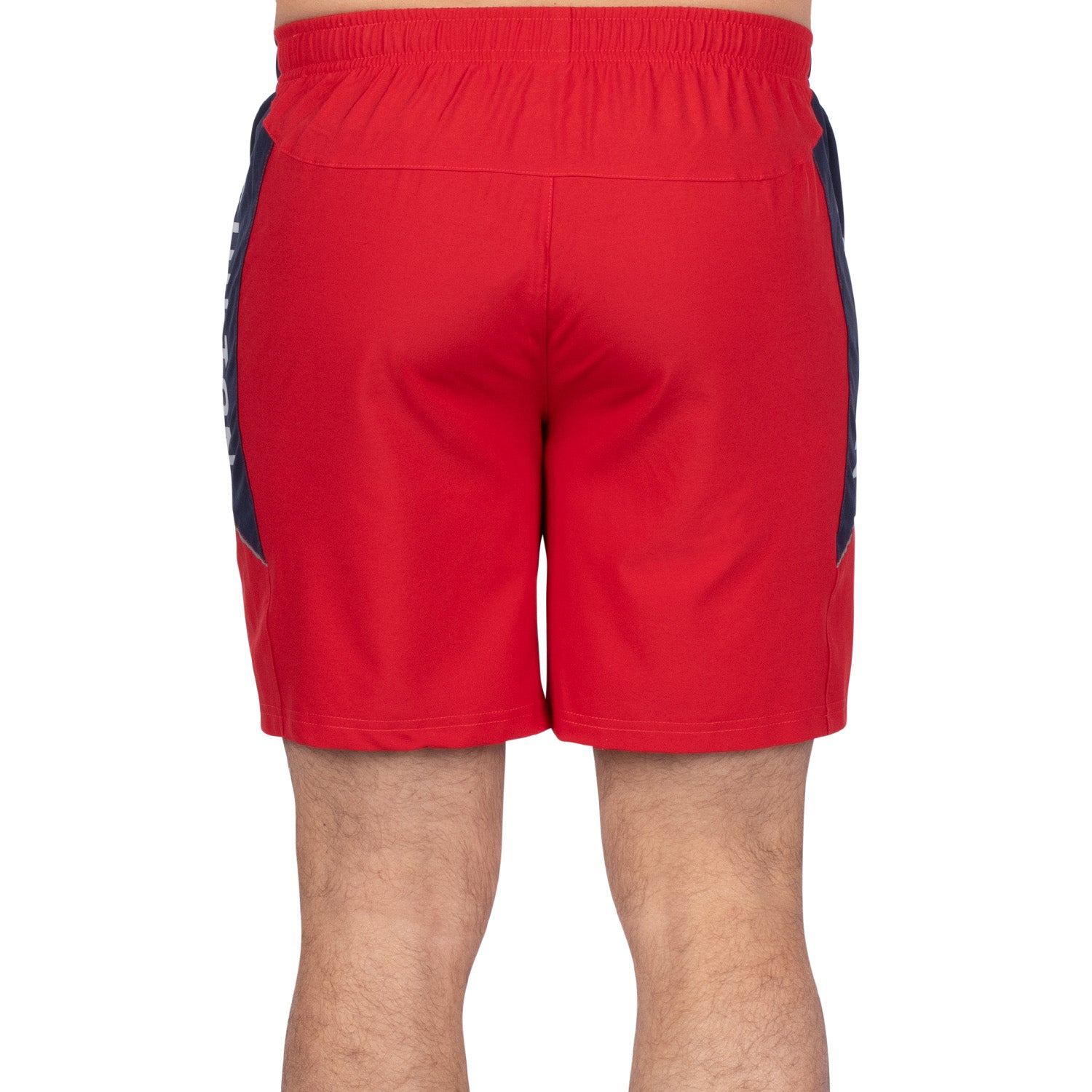 Orange two-tone sports shorts - back view - Shilton